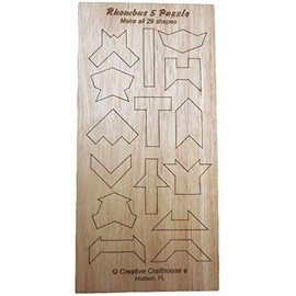 Rhombus 5 Puzzle- The 5 Pieces Make 29 Shapes- Laser Engraved Box with Flip Lid