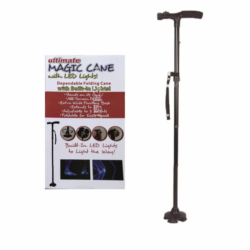 Foldable Walking Cane with LED Light – Adjustable Lightweight Aluminum