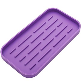 MicoYang Silicone Kitchen Sink Organizer Tray for Multiple Usage,Eco-Friendly Sponges Holder for Kitchen Bathroom Counter or Sink,Dish Soap Dispenser,Scrubber,Bottle,Cup (Purple, 10"×5.3")