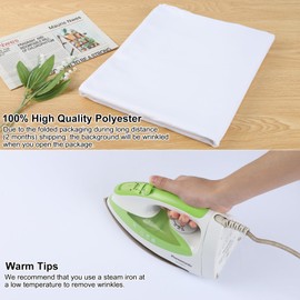 UTEBIT Photo Backgrounds White, 1.8 x 2.8 m Background Photography Polyester Foldable Background Fabric for Photo Studio, Video Recording, Background System, Fashion Photography (Cool Iron)