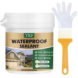 YKF Transparent Waterproof Sealant 12 Oz, Clear Water-Based Invisible Leak Repair Coating for Roofs, Walls, Bathroom, Shower, Kitchen, Indoor & Outdoor Waterproof Agent