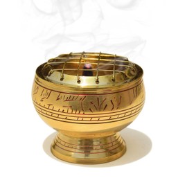 Pure Source India Brass Dhoop and Kapur Dhoop Dani 2.3" inch for Home Purifying for Home, Offices & Temples Puja, Hawan Pure Brass Incense Holder - Perfect for Gifting & Home Decor