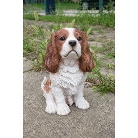 Hi-Line Gift Ltd. Dog Sitting King Charles Garden Statue Decoration Animal Resin Home Decor