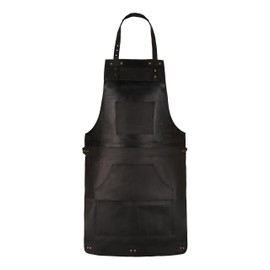 TANNER lONDON Full Grain Leather Apron for Butcher, Barber, Woodwork, Cook, BBQ, Blacksmith (Black)