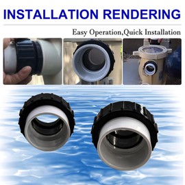 Gihdfer 2 MIP 2 Inch PVC Waterproof Hi Temp Unions, Compatible with Pentair Whisperflo and Intelliflo Swimming Pool Pumps, High Pressure Seal (2, Black)