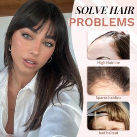 MONIXI Bangs Hair Clip in Bangs, 100% Real Human Hair Clip in Fringe, 3 Secure Clips in Full Fringe French Bangs Natural Thick Volume Fake Bangs for Women Girls Daily Wear Black