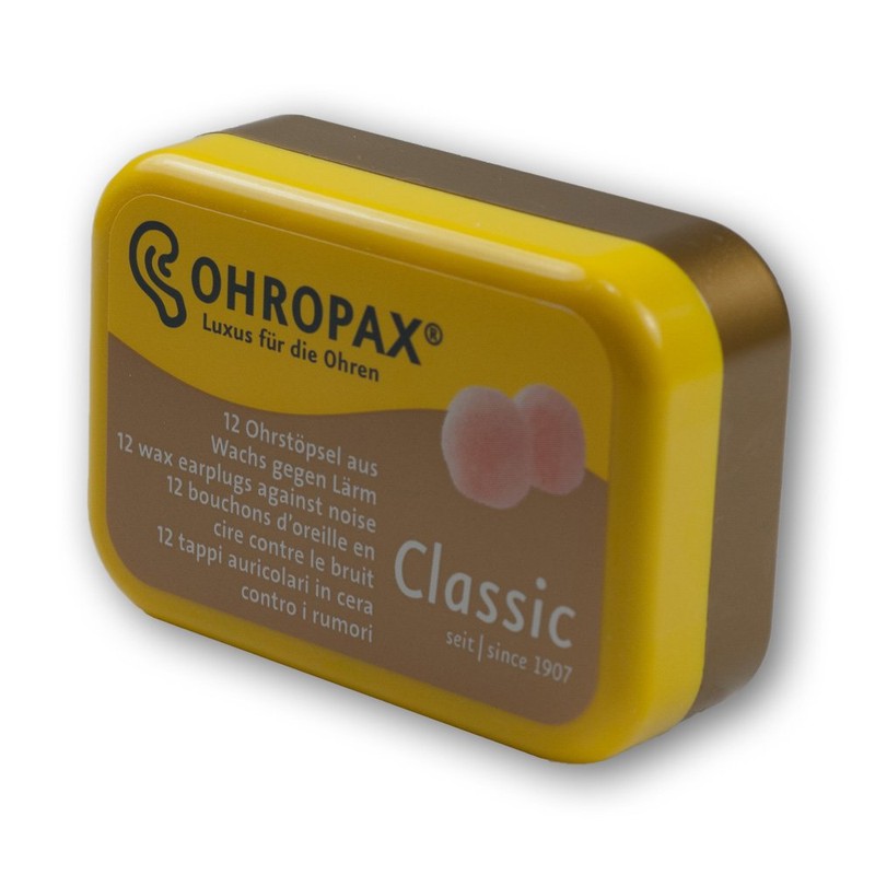 Ohropax Reusable Wax/Cotton Ear Plugs (12 Plugs Total)(1 Clear Carrying