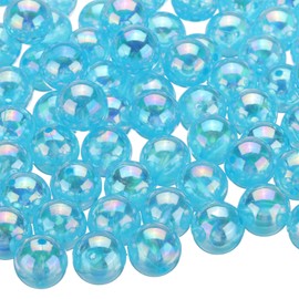 sourcing map 100pcs Acrylic Round Beads AB Colors 12mm Loose Bubble Spacer Craft Beads with Hole for DIY Earring Bracelet Necklace Key Chains, Aquamarine AB