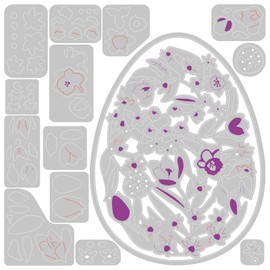 Sizzix Thinlits Punch Tool 15PK Complicated Flower Easter Egg by Jenna Rushforth, 665818, Multicoloured, One Size