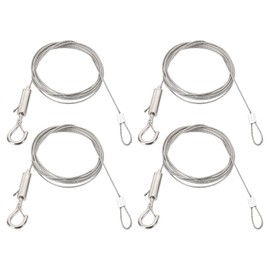 PATIKIL 2 Pcs Adjustable Picture Hanging Wire Kit, 2m/6.6ft Fit for 1.5mm Wire Heavy Duty Stainless Steel Wire Rope Hanger Hardware with Loop and Hooks for Hanging Mirrors, Frames