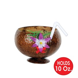 Coconut Cup (flower & straw included) Party Accessory  (1 count) (1/Pkg)