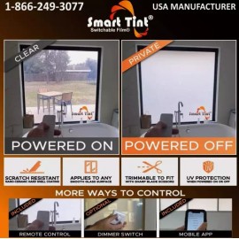 Smart Tint® 1 Piece Grey Genuine Smart Tint Switchable Glass Smart film USA Manufactured