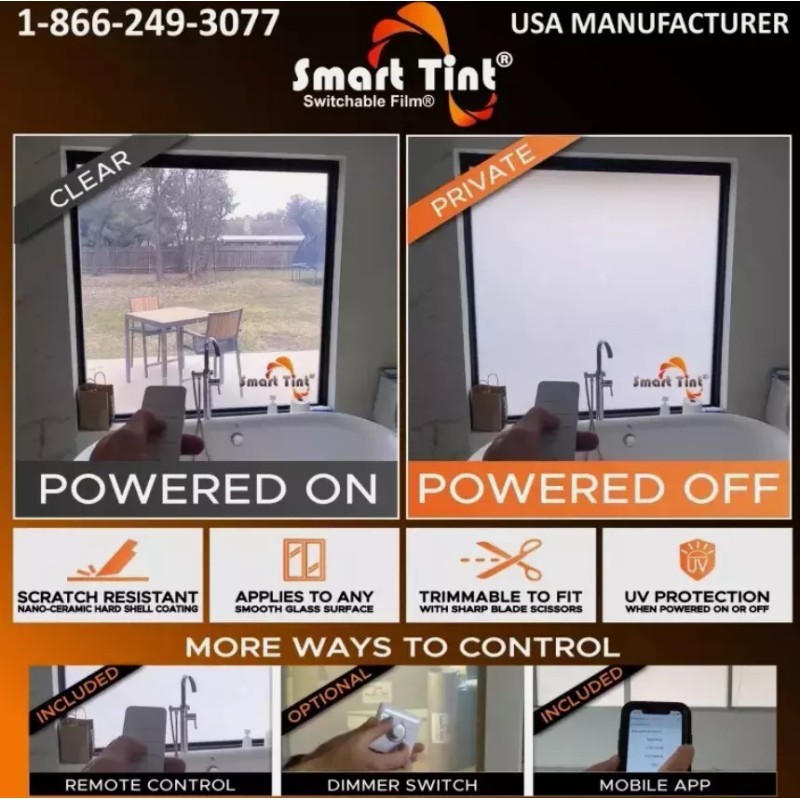 Smart Tint® 1 Piece Grey Genuine Smart Tint Switchable Glass