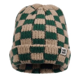 Clakllie Winter Stocking Beanie Hat Foldable Knitted Hats Roll-up Edge Skullcap Stretchy Watch Skating Hat,Khaki/Green