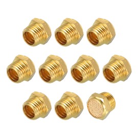 sourcing map Pneumatic Muffle, 1/4" NPT Male Long Exhaust Muffler Solenoid Valve Brass Muffler Noise Silence Air Cylinder Accessories for Valve, 10 Set