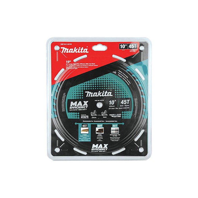 Makita B-62103 10" 45T Carbide-Tipped Max Efficiency Miter Saw Blade
