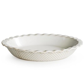 getstar Ceramic Pie Pan, 9 inch Pie Dish for Baking, Non-Stick, Oven & Dishwasher Safe, Farmhouse Decor Quiche Baking Dish, Pie Plate, Deep Dish Pie Pan (Embossed Dots)