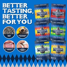 Chinook Seedery Flavored Sunflower Seeds Variety Pack of 6, 4oz – Sunflower Seeds to Eat – Keto, Low Sodium, Jumbo, Roasted, Baseball Snacks