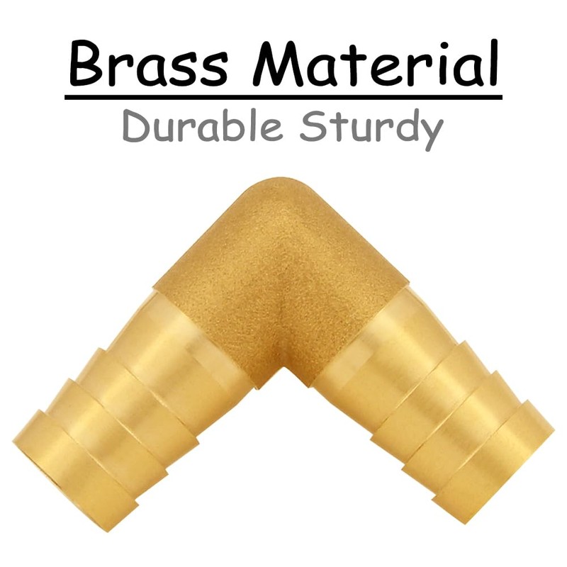 Uenede 2PCS Solid Brass 3/4"OD Barb Elbow Fittings 2-Way 90