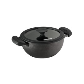 Tramontina Utsava 2.3-Quart Pre-Seasoned Cast Iron Kadai with Lid, Small Kadhai Pot for Indian Cooking