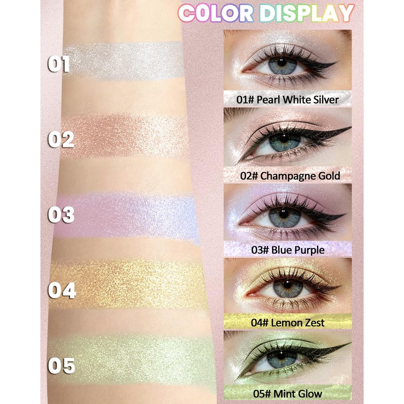 Mint Glow Glitter Eyeshadow, Holographic Iridescent Highlighter Eye Shadow