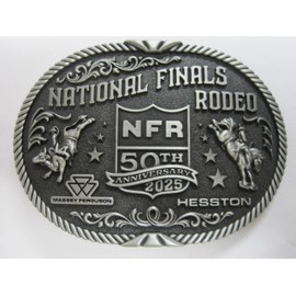 Hesston NFR 2025 National Finals Rodeo Adult Belt Buckle, 4 inches x 3 inches