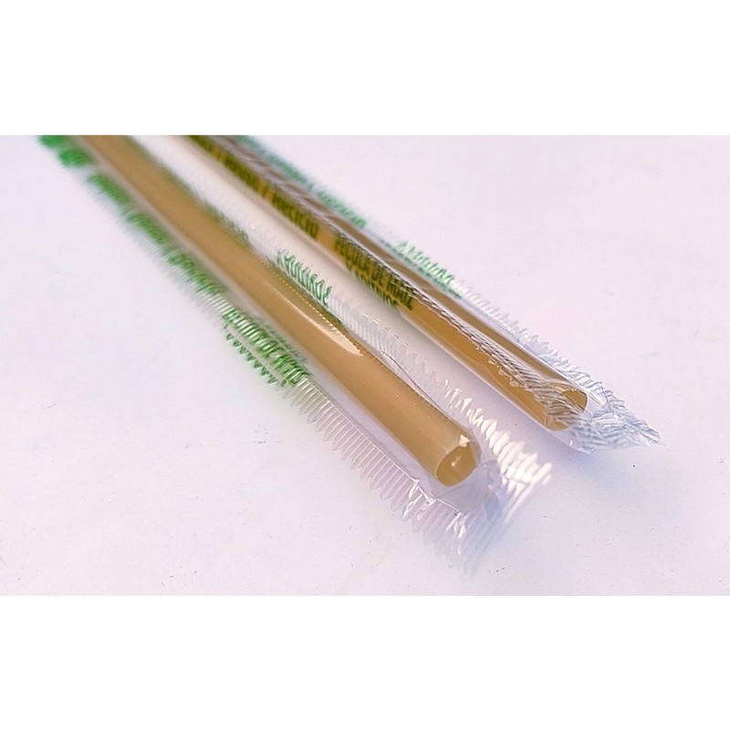 Popotes estuchados biodegradables, 26 cm, 500 piezas