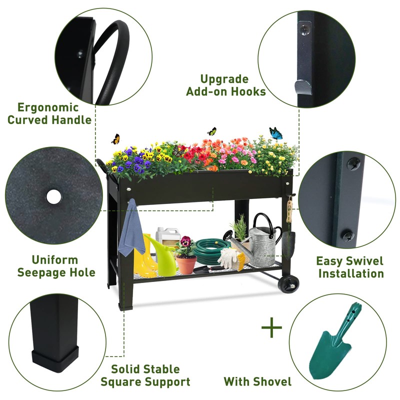 aboxoo Large Planter Raised Beds with Legs Outdoor Metal Planter