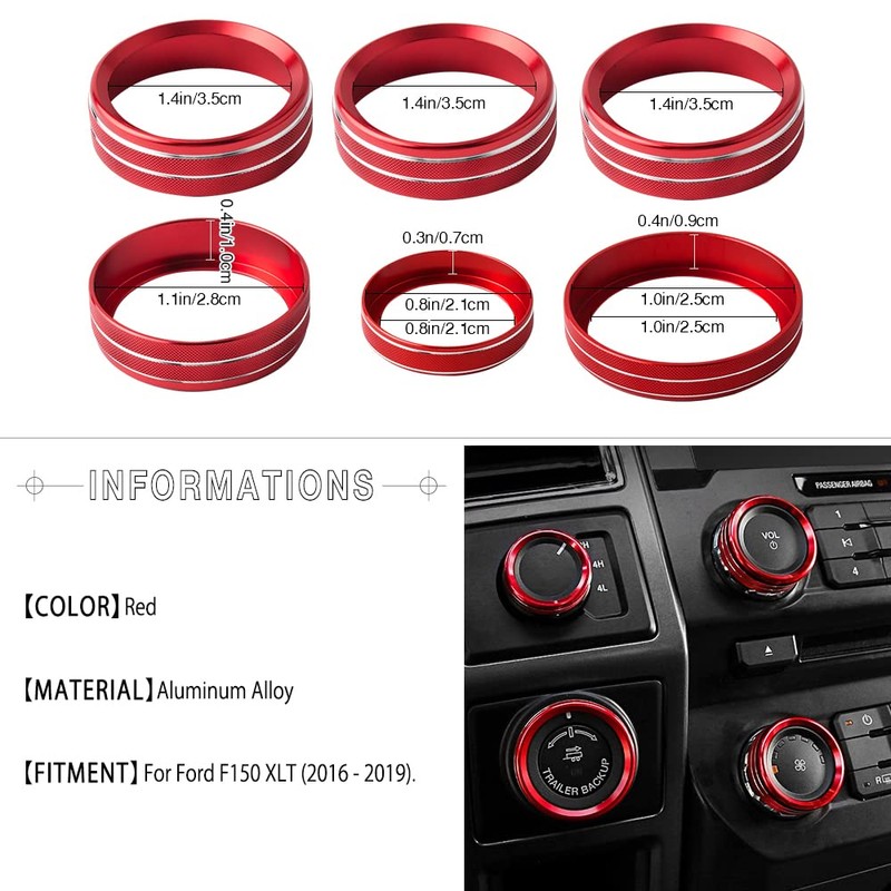 1797 AC Knob Covers for Ford F150 XLT 2016-2019 Accessories