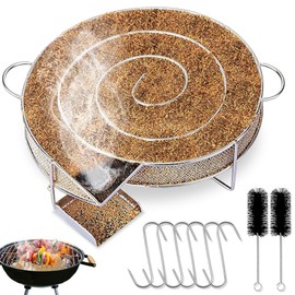 yotutun Cold Smoke Generator, Round Smoke Generator for Cold Smoking, Stainless Steel Smoking Auger with 2 Brushes, 6 Hooks, BBQ Cold Smoke Generator for Smoking Oven, All Grills (Reusable)