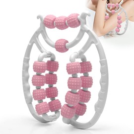 Cellulite Massager, Manual Massage Roller, Leg Massager 20 Wheels, Promotes Blood Circulation, Manual Anti-Cellulite Massager for Leg, Foot, Arm Massage, Pink