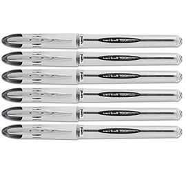 Uni-Ball Vision Elite Stick Roller Ball Pens, Bold Point, Black Ink, 6 Pens