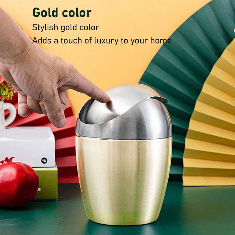 Desktop Small Trash Can Multipurpose 304 Stainless Steel Mini Trash