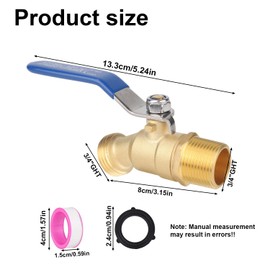 3 4 NPT Inlet x 3 4 GHT Outlet Brass Male Hose Faucet, Long Handle Heavy Duty Outdoor Full Flow Water Spigot Valve with Gaskets and Tape for Garden Hose Bibs Patio Lawn