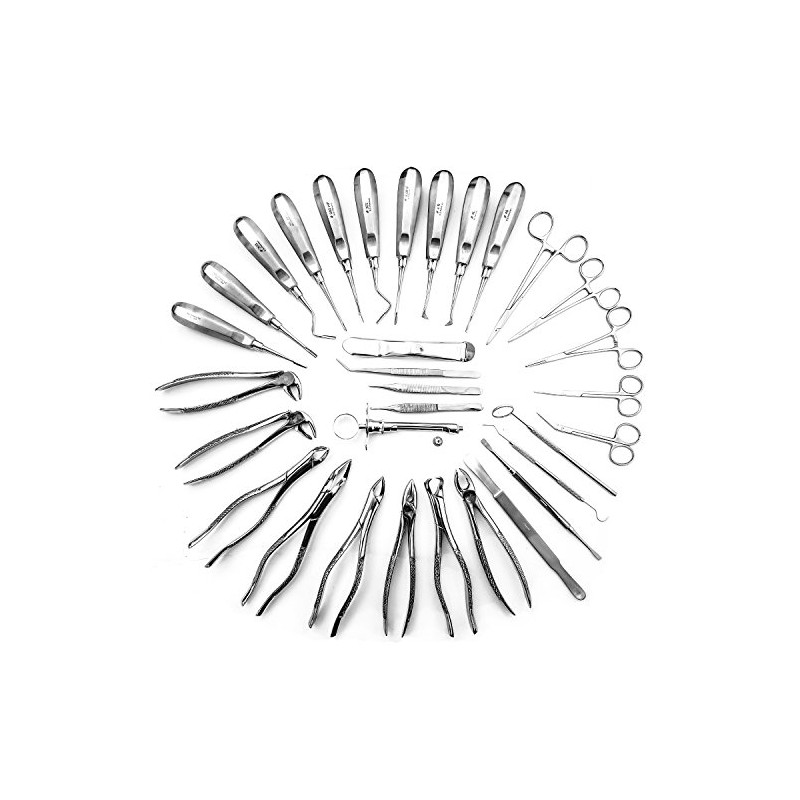 34 Pcs Oral Dental Extraction Surgery Extracting Elevators Forceps Instruments