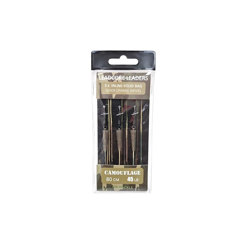 TJR Tackle Camo Solid Bag Inline Leadcore Leaders QC Swivel