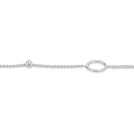 Vanbelle Rhodium Plated 925 Sterling Silver Circle & Beaded Chain Anklet for Women