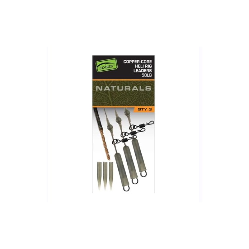 Fox Edges Naturals Copper-Core Heli Rig Leaders x3-3 Carp Leaders