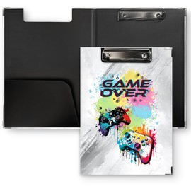 QLMX Kids Game Clipboard Folio with Storage, Video Game Decorative Clipboard Folder, Gaming Clipboards for Kids Boys Students Gamers, Gaming Gifts Office School Supplies, 12.4x9.2In