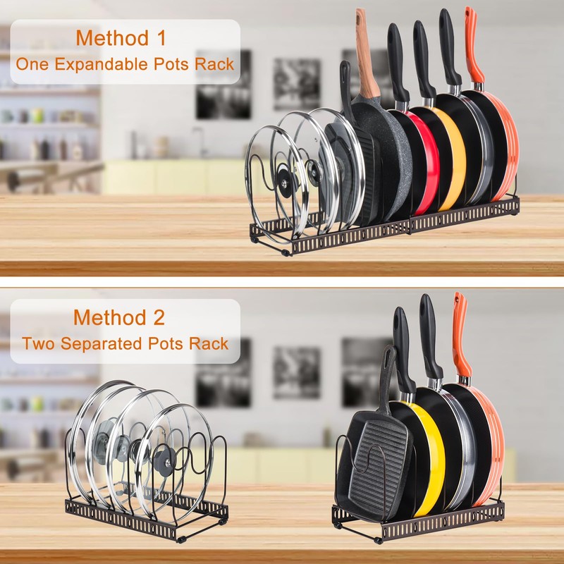 Toplife Pots and Pans Organizer Rack for Cabinet and Countertop,