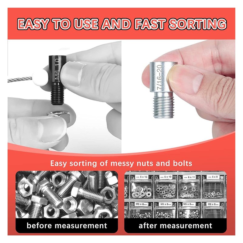 44-Piece Thread Tester for Nuts and Bolts, Easy to Use