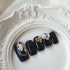 Deep Navy Handmade Nail Tips - Ballerina L / 딥