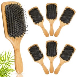 Tessco - 6 cepillos de pelo de cerdas de jabalí, cepillo desenredante de madera a granel, cepillo desenredante, regalos para bodas, damas de honor, fi
