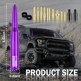 Upgrade American Flag Car Bullet Antenna,Truck Exterior Accessories Antenna Toppers Compatible with GMC,Chevy Silverado,Dodge,Ford,Jeep Antenna Replacement (Premium Purple - U.S. Flag)