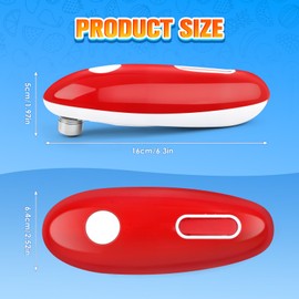 GlasFlength Elektrischer Dosenöffner One Touch Dosenöffner mit glattem Rand (Rot)