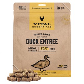 Vital Essentials Freeze Dried Raw Duck Entree & Mixer Cat Food Soft Nibs, 12 oz