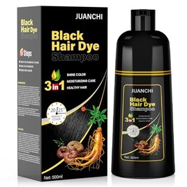 Black Hair Dye Shampoo 3 in1, Black Shampoo Hair Dye for Gray Coverage, Natural Hair Color for Women Men, Herbal Formula, Ammonia-free, Lasts 30 Days, 500ML (16.90 oz)