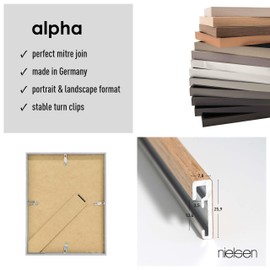 nielsen Alpha Photo Frame 18x24cm Aluminium Picture Frame, Oak Photo Frame with Protective Float Glass and Push and Turn Clips - Oak