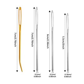 16pcs Large-Eye Blunt Needles Durable Materials Darning Needle Tapestry Needle Leather Needles Hand Sewing Knitting Needle Set for Hats Gloves Blankets Gold Silver