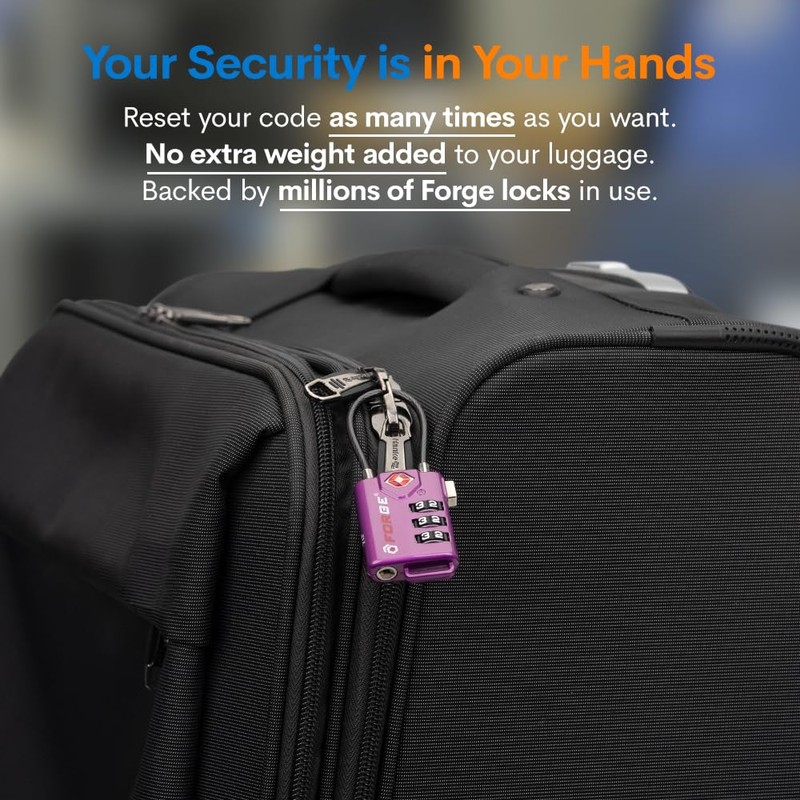 TSA Approved Cable Luggage Locks, Re-settable Combination with Alloy Body